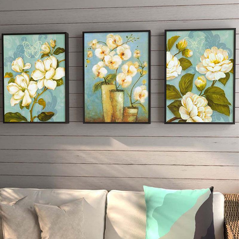 Peony Garden Wall Painting - Set Of Three