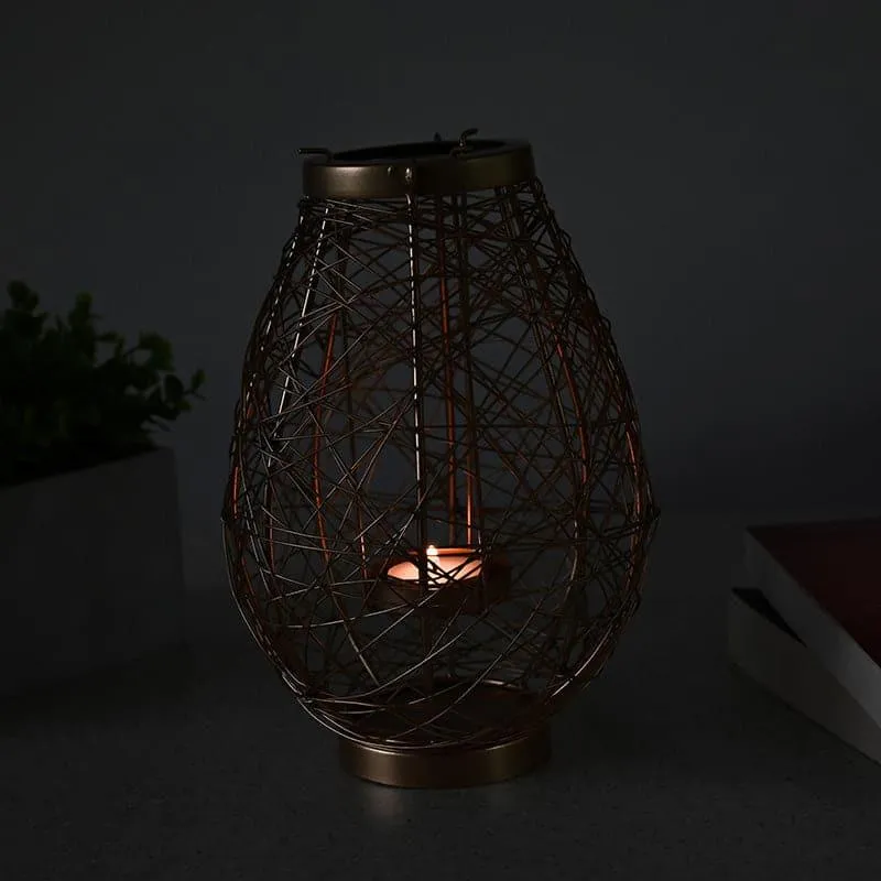 Golden Netted Hanging Tealight Candle Holder media 4