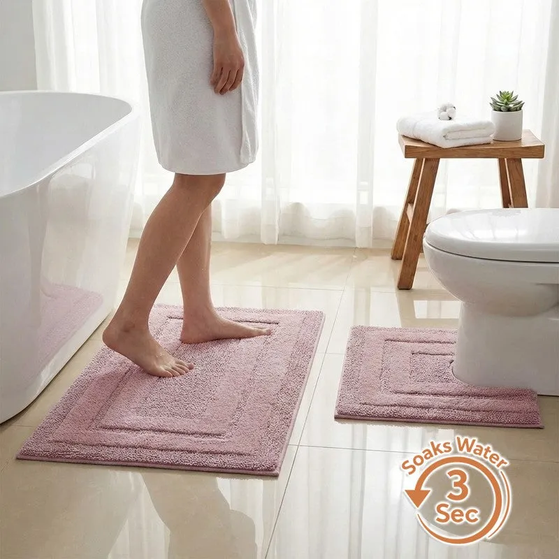Aqualoom Anti skid Bath Mat (Pink) - Set Of Two media 1