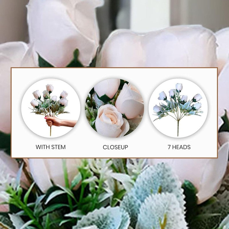 Florique Polyester Artificial Rose Flower - Set of Four media 6
