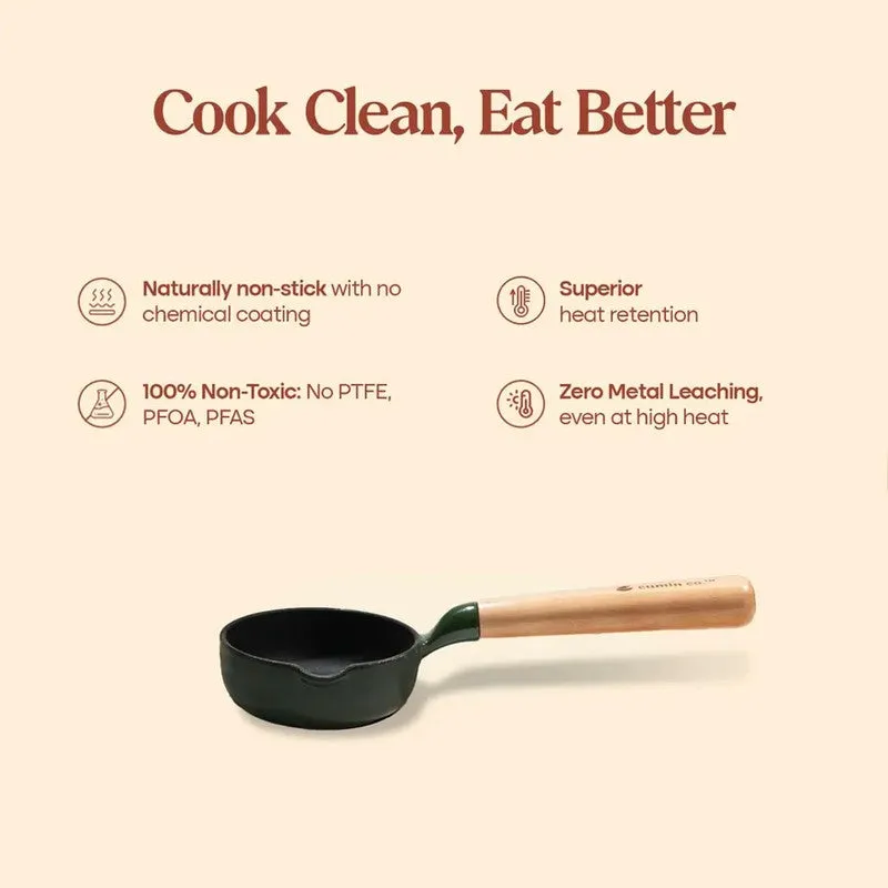 Cumin Co Enamel Cast Iron Tadka Pan (250 mL) - Green media 9
