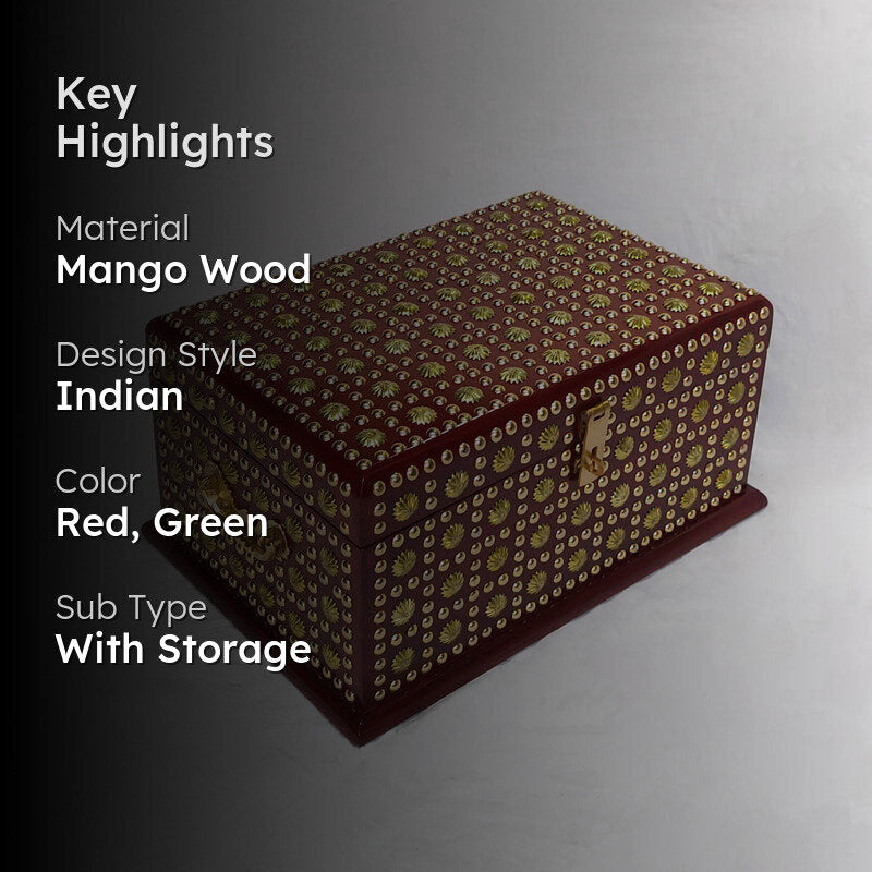 Vaira Decorative Wood Jewel Box - Red & Green media 2