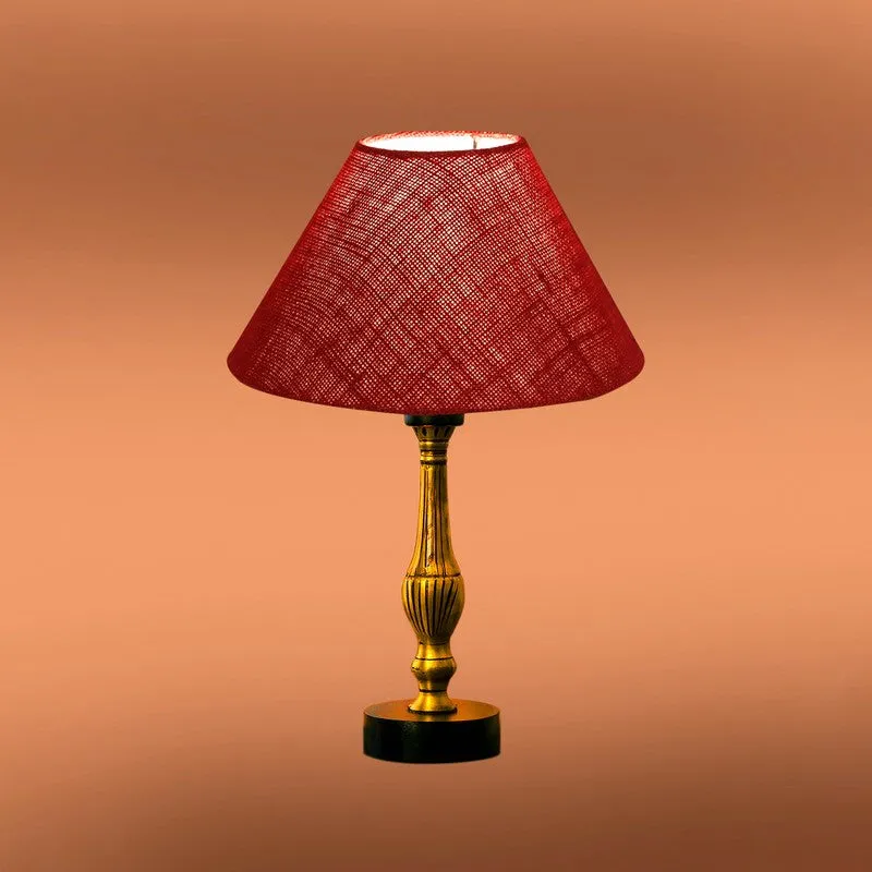 Aurelo Nivo Wooden Table Lamp - Maroon media 7