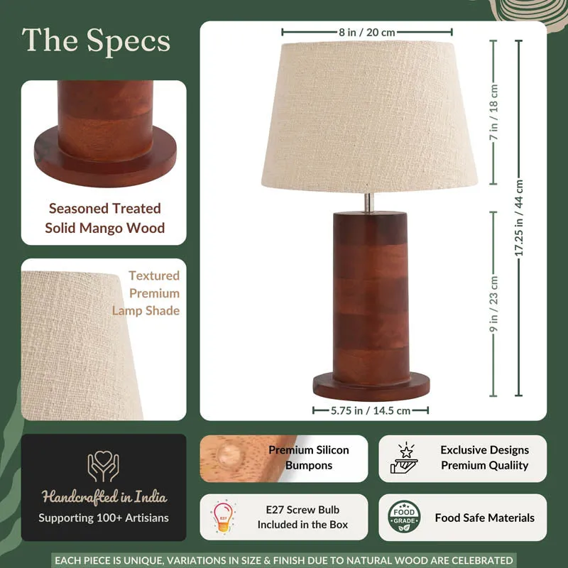 Rida Mahogany Wooden Table Lamp - Brown,Beige media 5