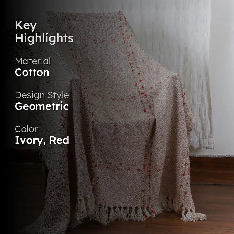 Dotline Grid Knitted Cotton Throw media 2