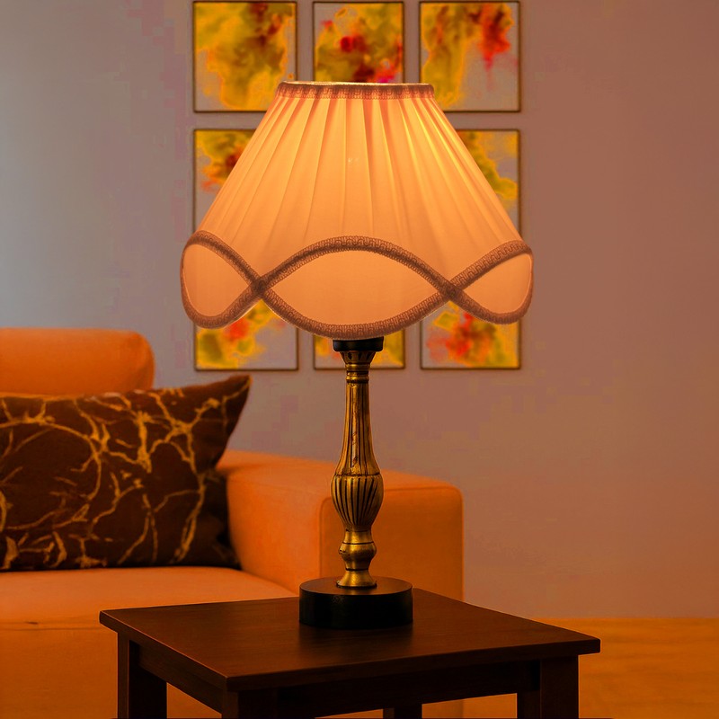 Aurelo Nyro Wooden Table Lamp - OffWhite