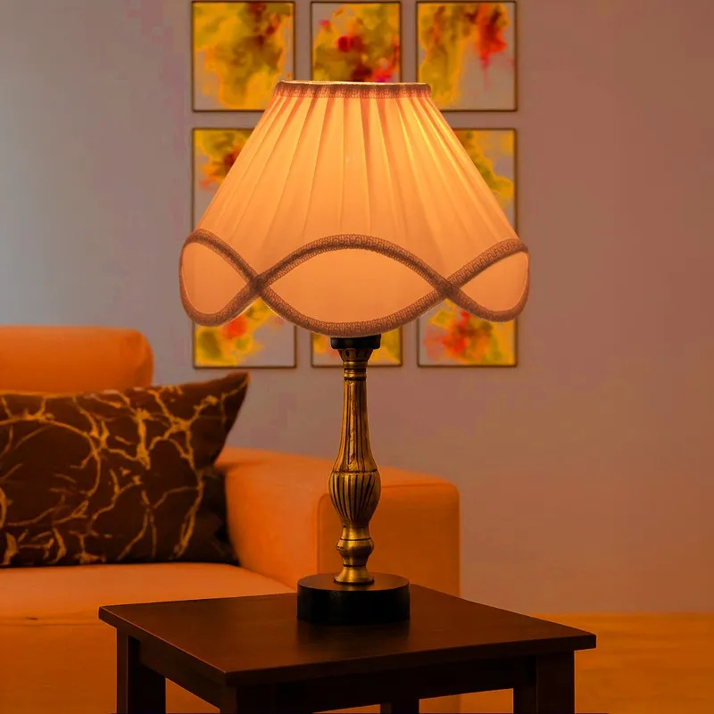 Aurelo Nyro Wooden Table Lamp - OffWhite media 1