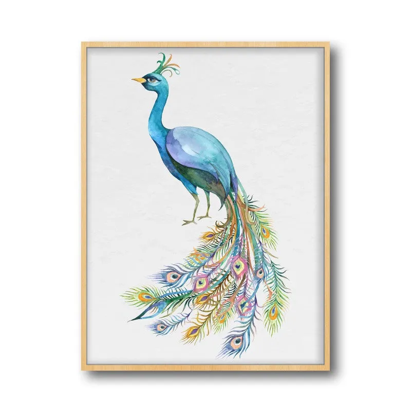 Fragile Peacock Archival Paper Wall Art - Natural Brown Frame media 6