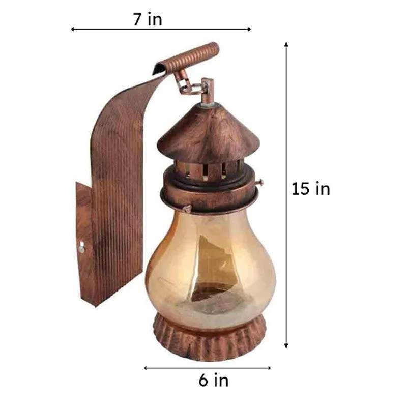 Modern Haveli Lantern Wooden Wall Lamp media 6
