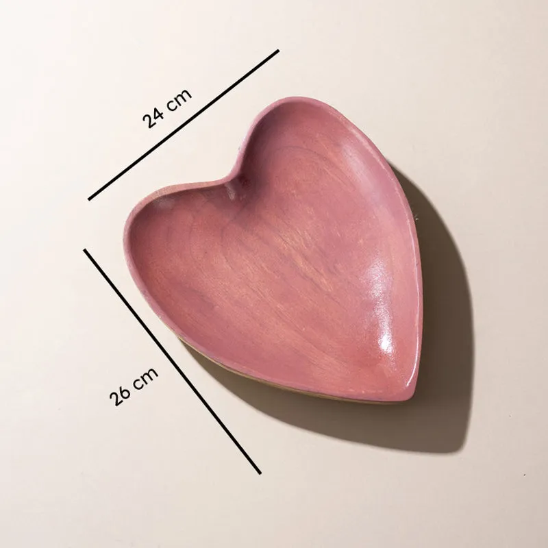 Heart Charm Handcrafted Mango Wood Platter media 5