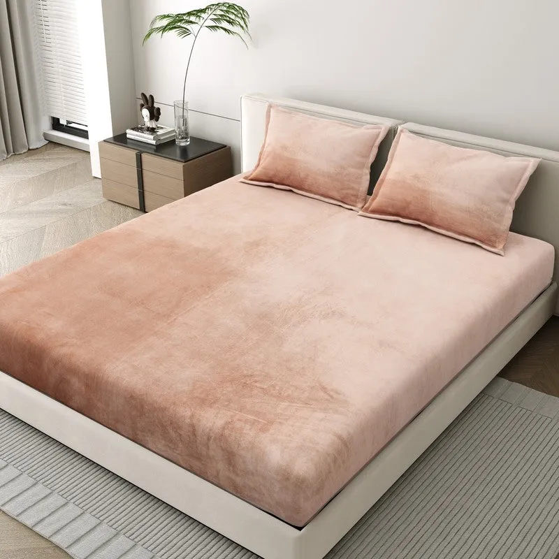 VelvetDream Woolen Bedsheet (Peach) - 150 GSM media 1