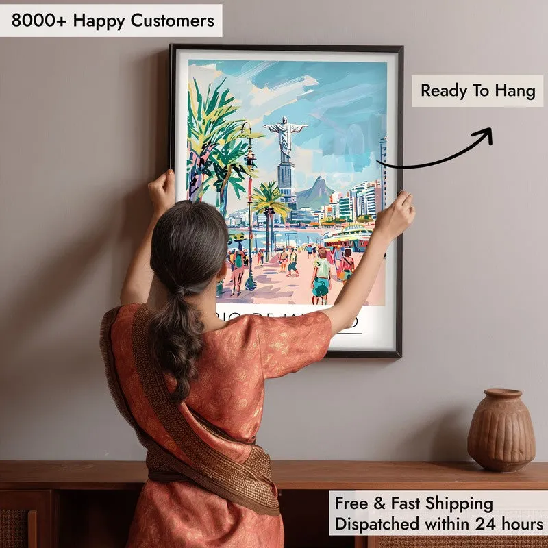 Vintage Rio De Janeiro  Framed Canvas Wall Painting media 6