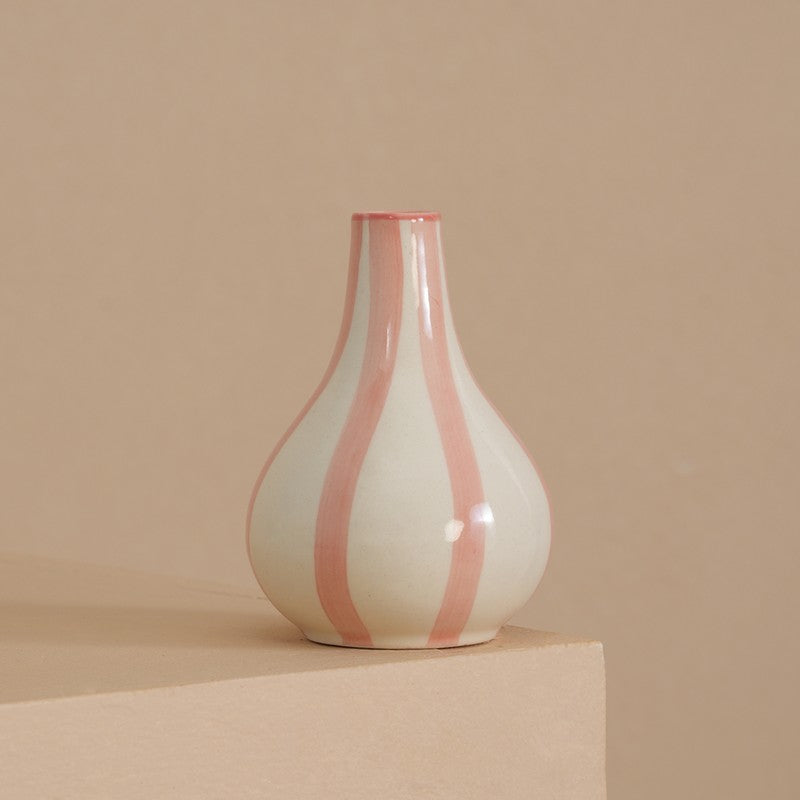 Waveon Ceramic Flower Vase - White,Pink media 3