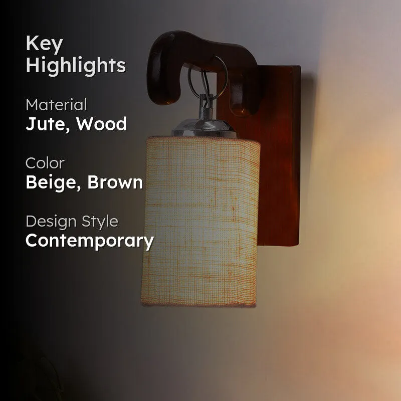 Klarion Glow Jute & Wooden Wall Lamp - Beige media 2
