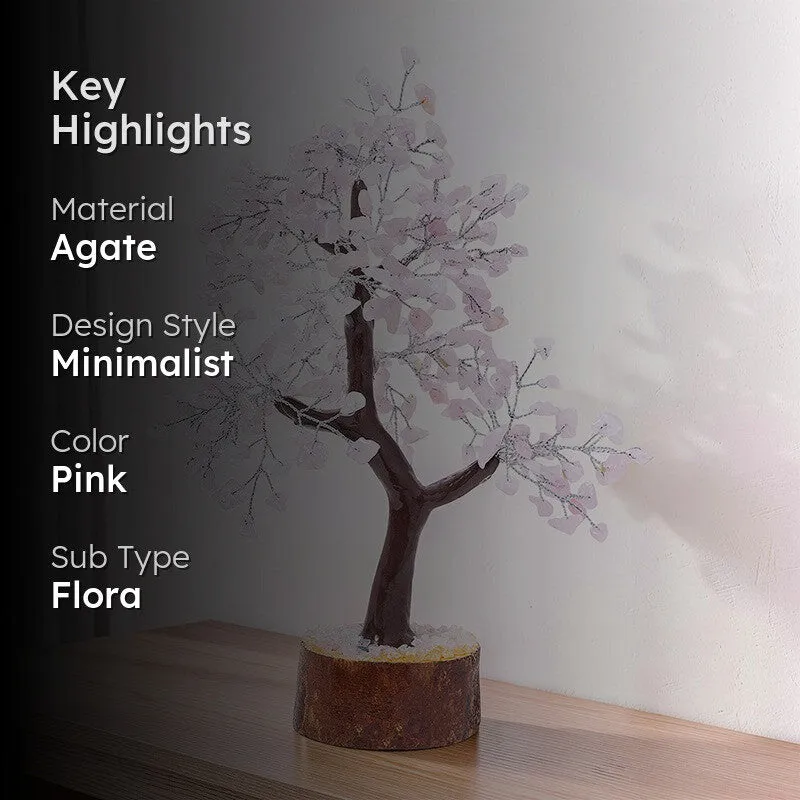 Agate Wishing Tree Handcrafted Showpiece - Pink media 2