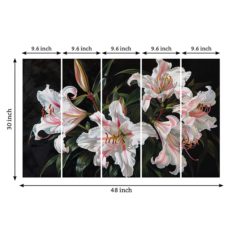 Painted Lillies Canvas Wall Art - Set Of Five media 8