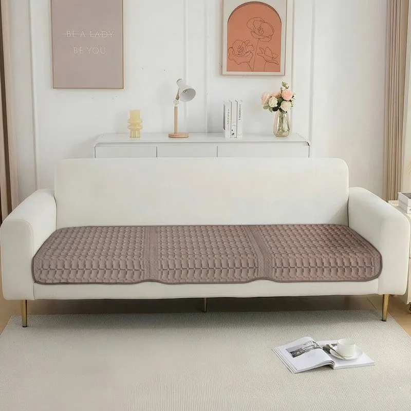 GeoWeave Velvet Sofa Cover - Brown media 1