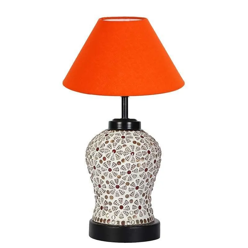 Solid Fusion Fabric Table Lamp - Orange,White media 4