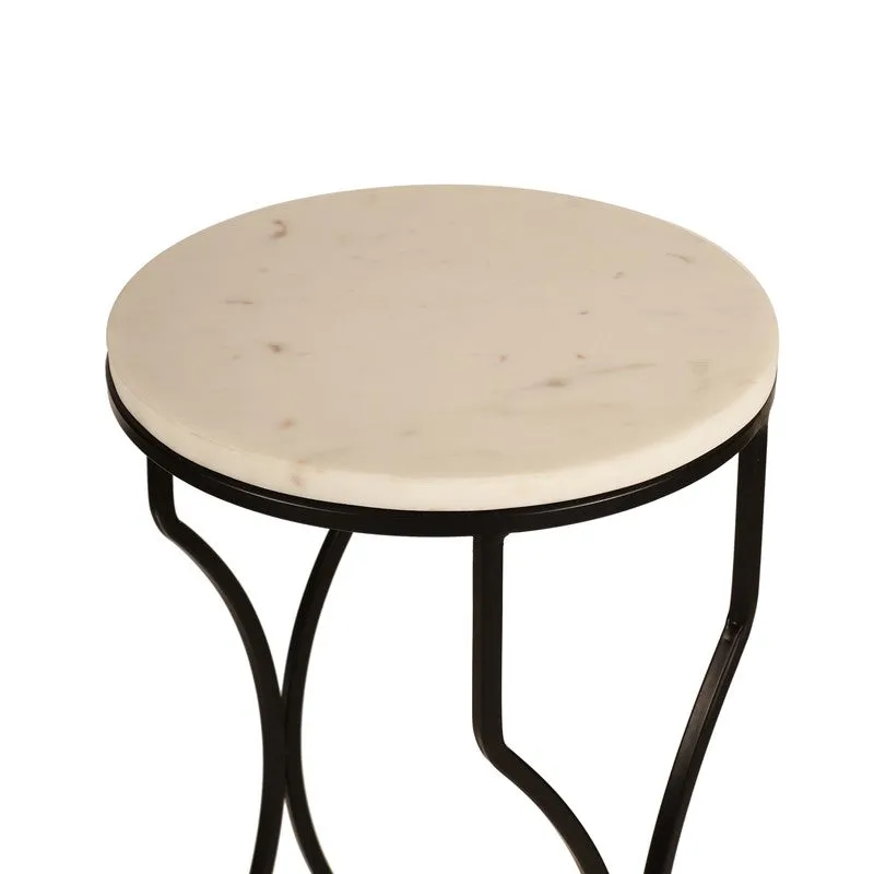 Marble Top Base Aluminum Side Table (Black) - Large media 6