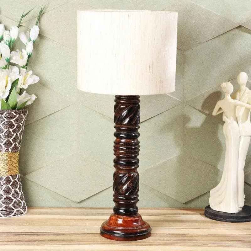 Urbane Jericho Fabric Table Lamp - White,Brown media 3