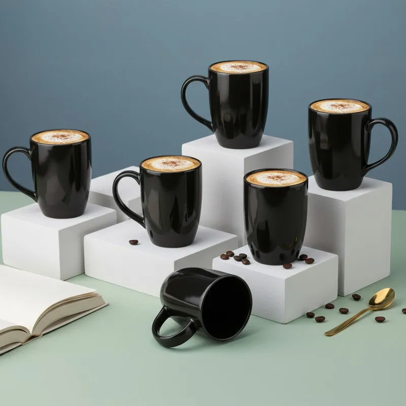 Kopi Ceramic Coffee Mug (Black/350 mL Each) - Set Of Six media 1