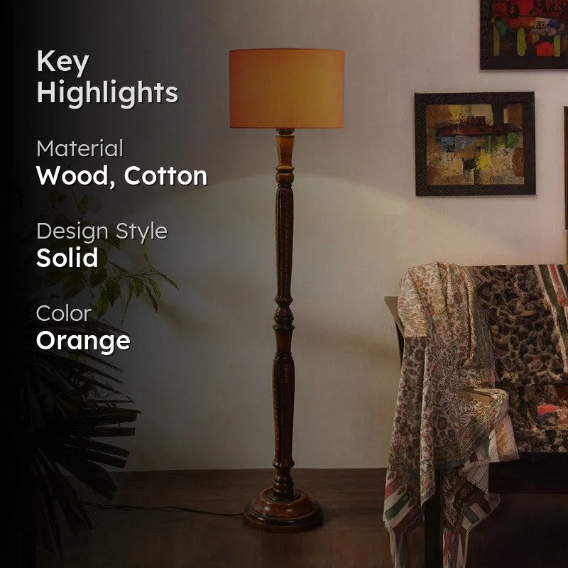 Biya Vintage Wooden Floor Lamp - Orange media 2