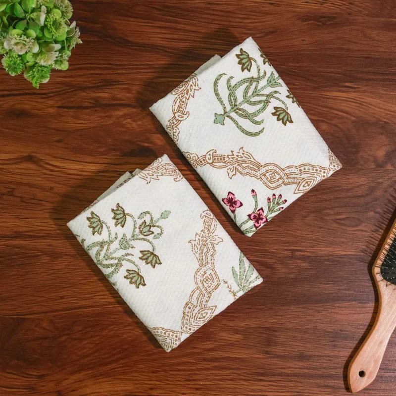 Costal Leaf Cotton Hand Towel - Sky Green media 5