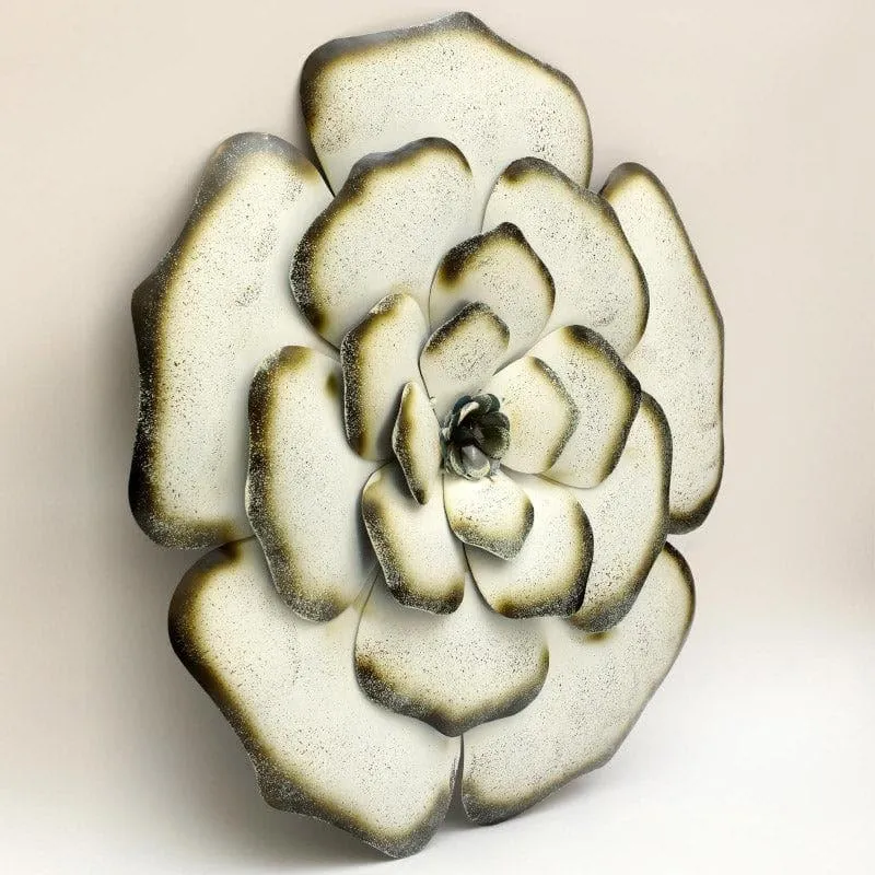 Rose Bloom Metal Wall Accent - White media 3