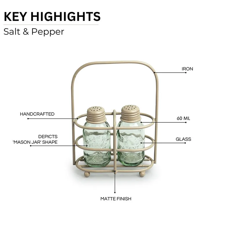Pipero Salt & Pepper Shaker With Iron Holder (60 mL) - Three Piece Set media 5