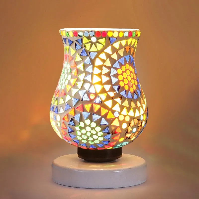 Auraeva Mosaic Glass Table Lamp With Wooden Base - Multicolor media 6