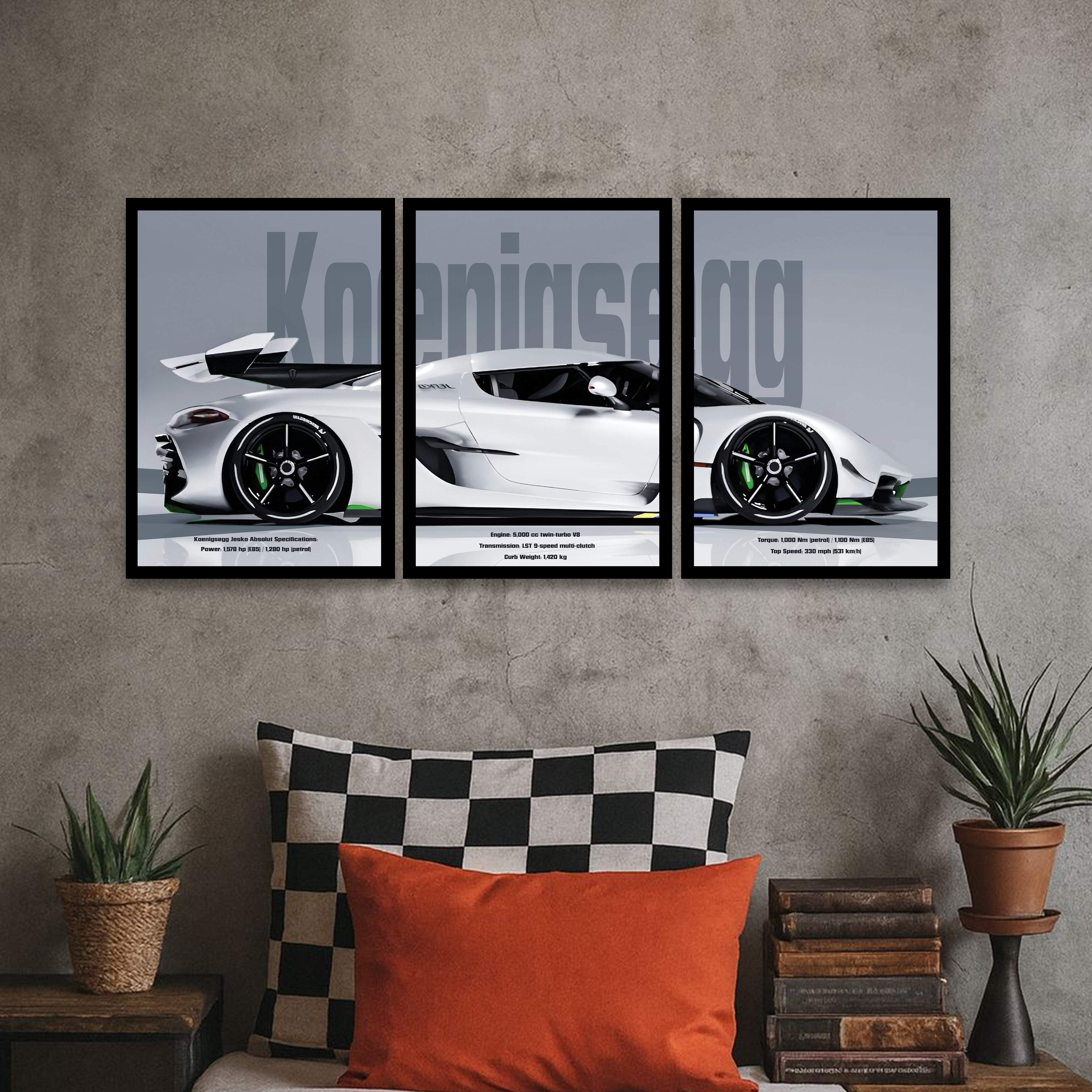 Onyx Cotton Canvas Wall Painting - Set Of Three