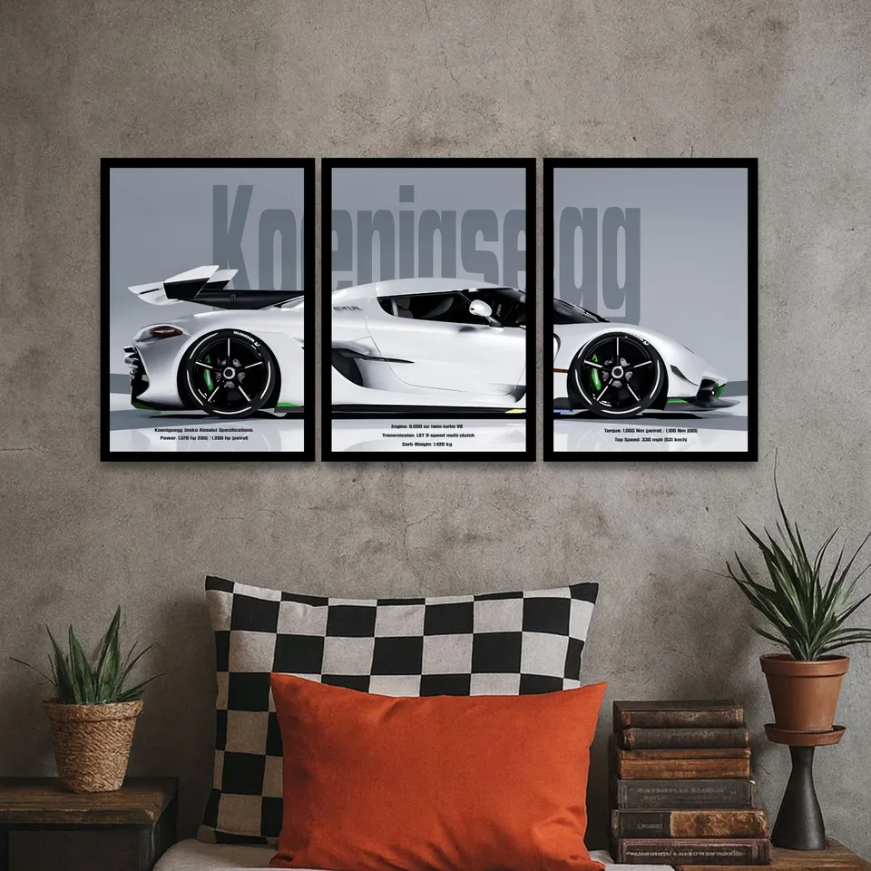 Onyx Cotton Canvas Wall Painting - Set Of Three media 1