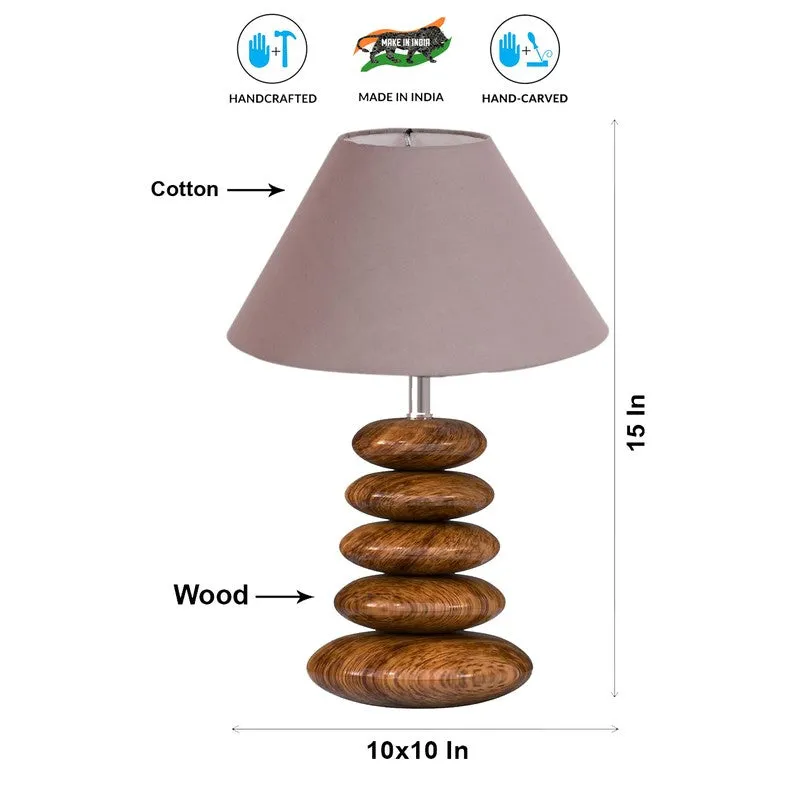 Glynor Cotton Table Lamp With Wooden Base - Grey media 8