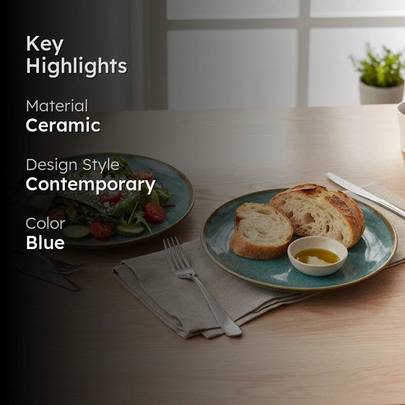 Ceramic Dinner Plates (Aqua Blue) - Set of Two media 2