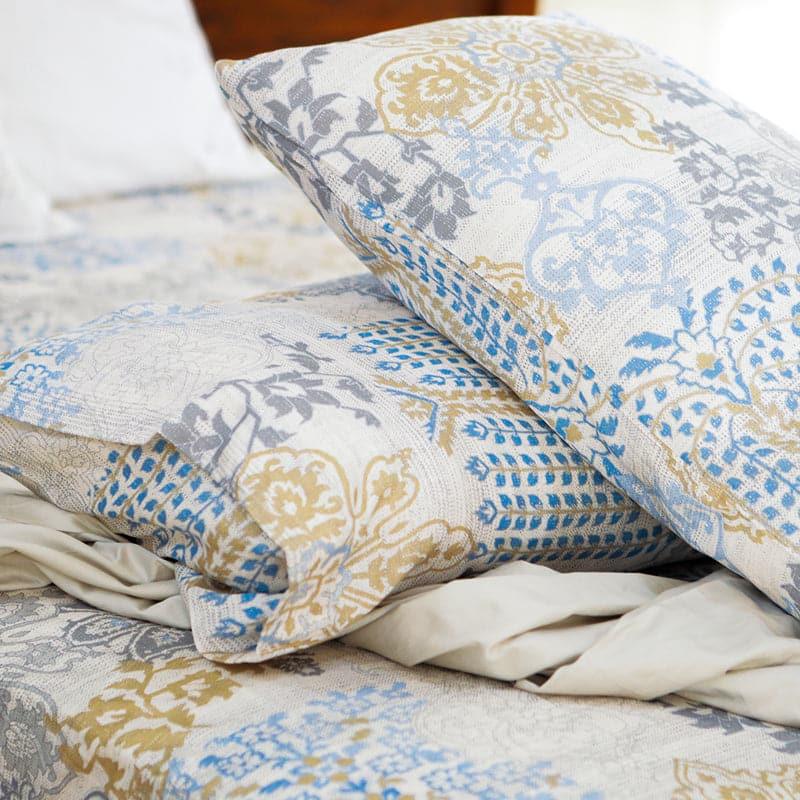 Duna Boheme Floral Cotton Bedsheet (Pastel Blue) - 254 TC media 5