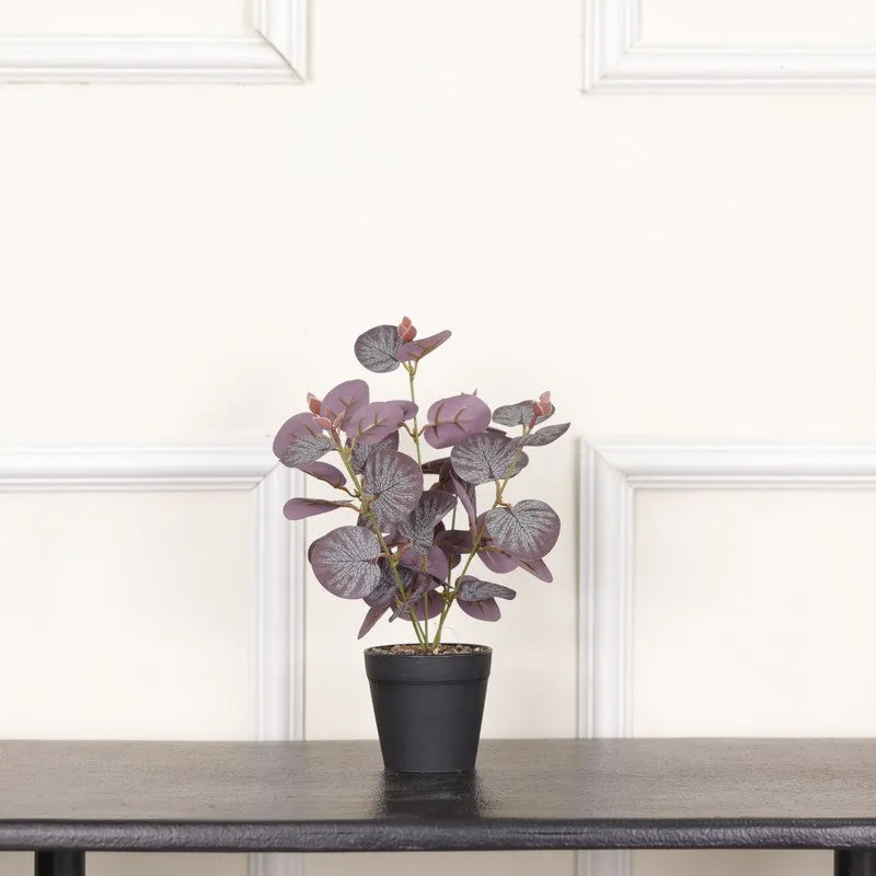 Artificial Eucalyptus Plant With Black Fiber Pot (Purple) - 1 Feet media 3