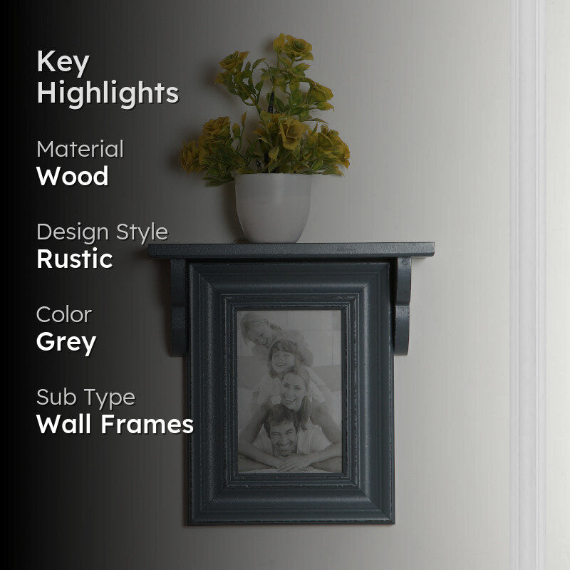 Nero Photo Frame With Wall Shelf - Grey media 2
