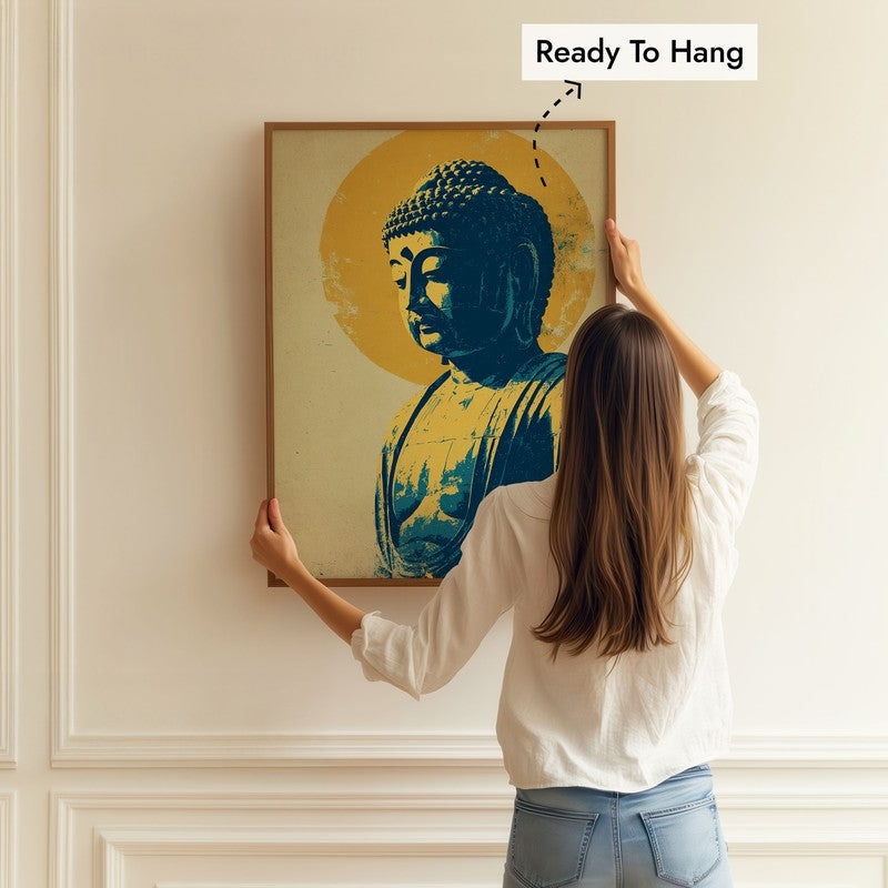 Peaceful Buddha In Meditative Calm III Archival Paper Wall Painting With Brown Frame media 5