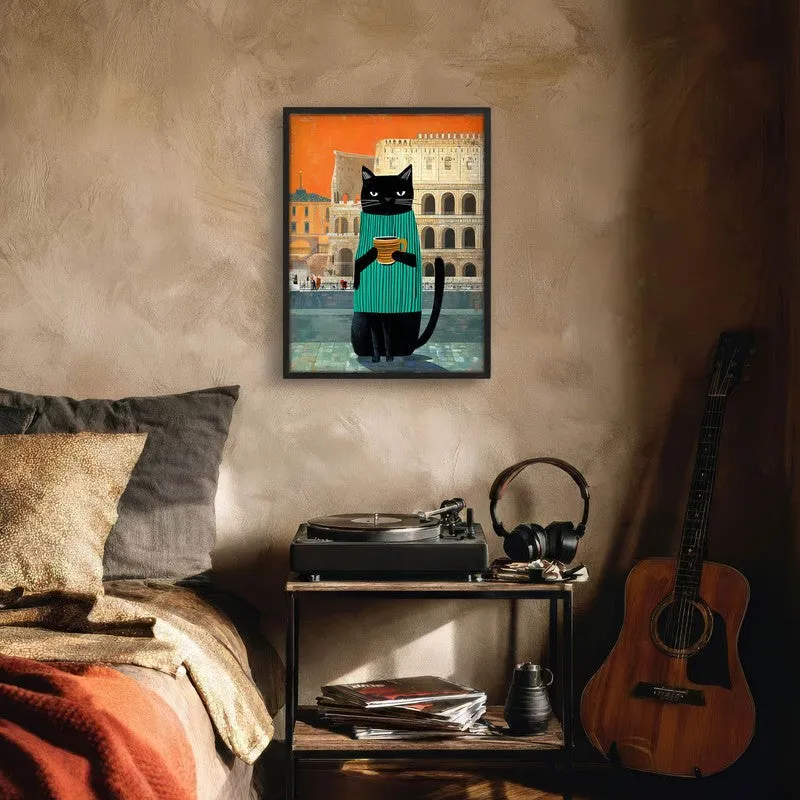 Curious Cat Wall Painting With Frame media 6