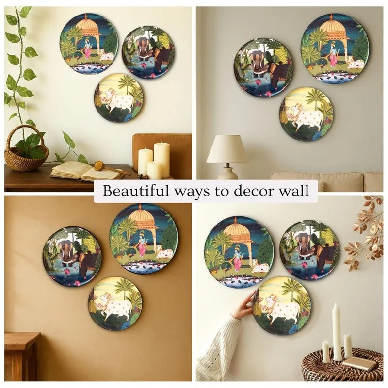 Kamadhenu Pastures Wall Plate - Set Of Three media 4
