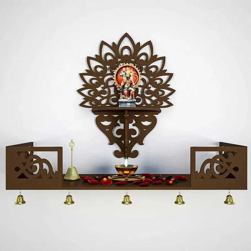 Prarthana Space Mandir with Shelf (Brown) media 3