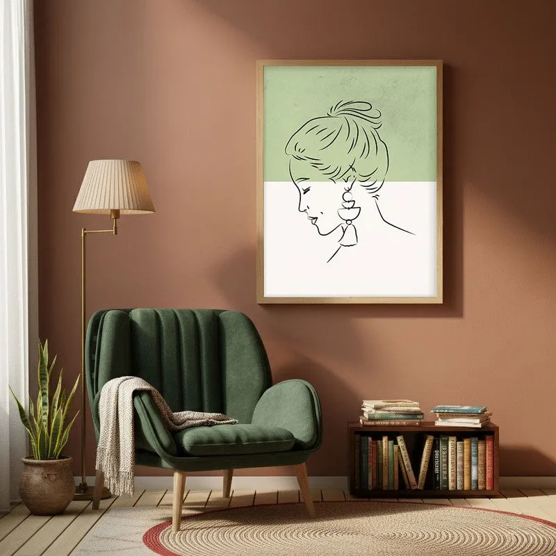Ethereal Sketch Canvas Wall Painting With Brown Frame media 1