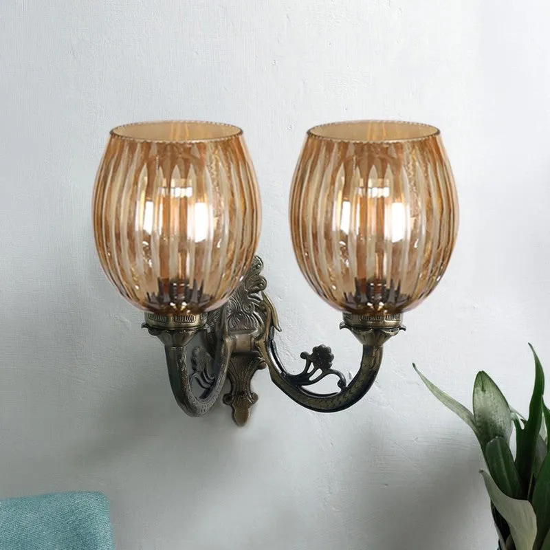 Antique Base Dual Shade Glass Wall Lamp media 4