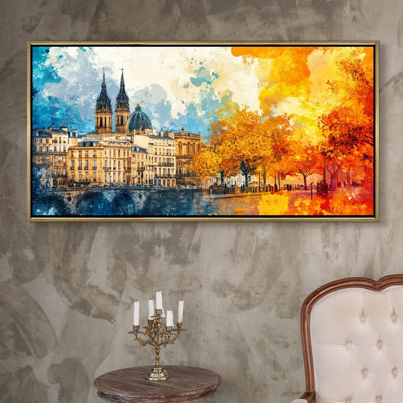 Autumn Reflections Canvas Wall Painting With Frame