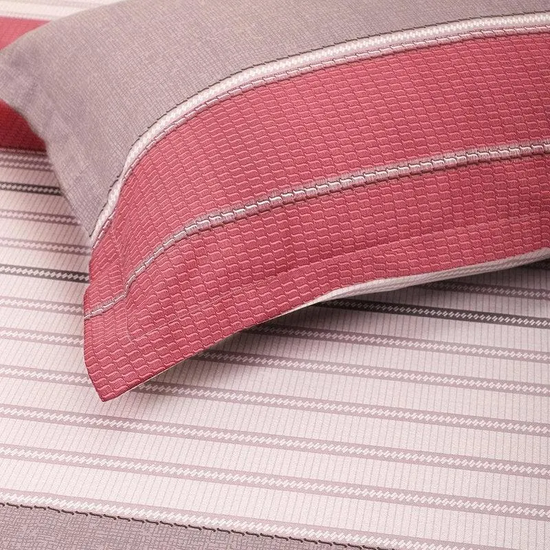 Swayam Striped Lavender Cotton Bedsheet - 180 TC media 1