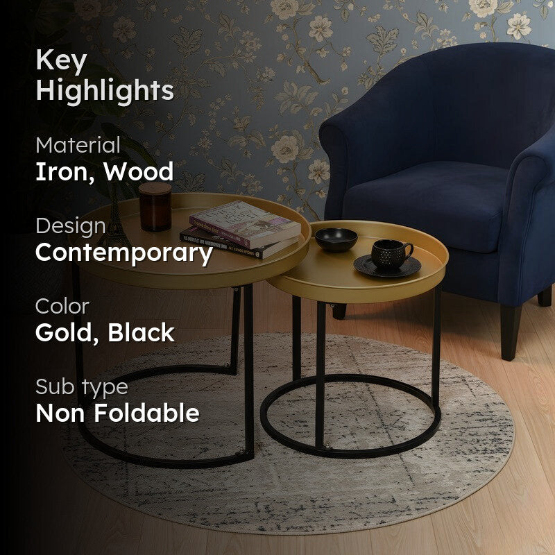 Noira Edge Center Table (Gold & Black) - Set Of Two media 2