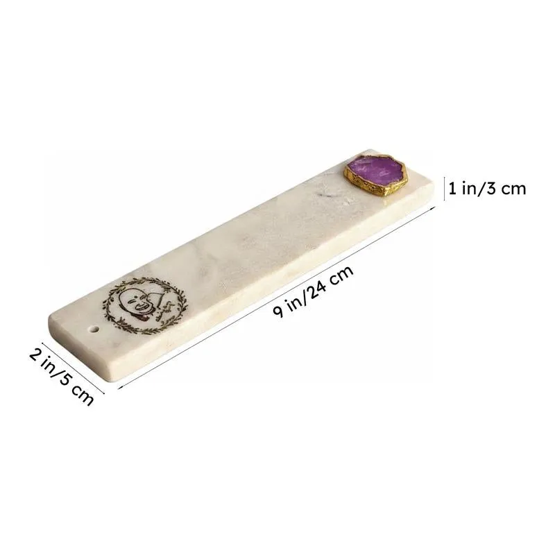 Guruji Marble Incense Holder With Agate Plating - Pink media 6
