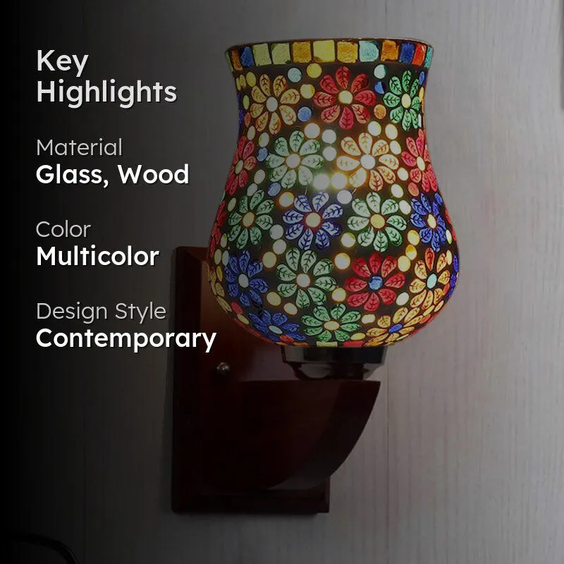 Shimmering Mosaic Wooden Wall Lamp media 2