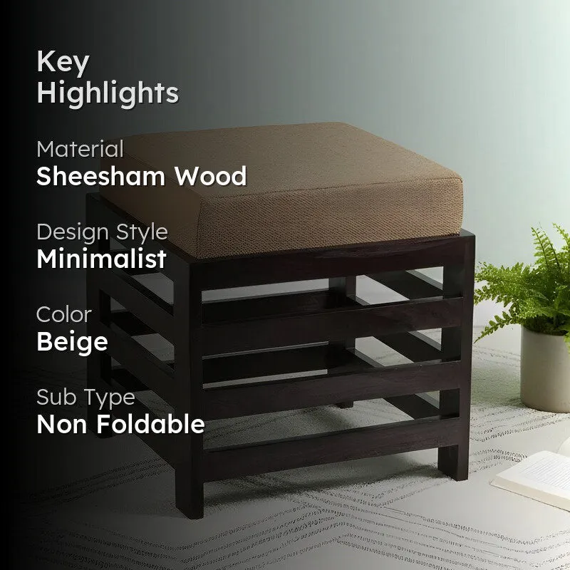 Uxaro Sheesham Wooden Bench with Stool (Beige) - Two Piece Set media 2