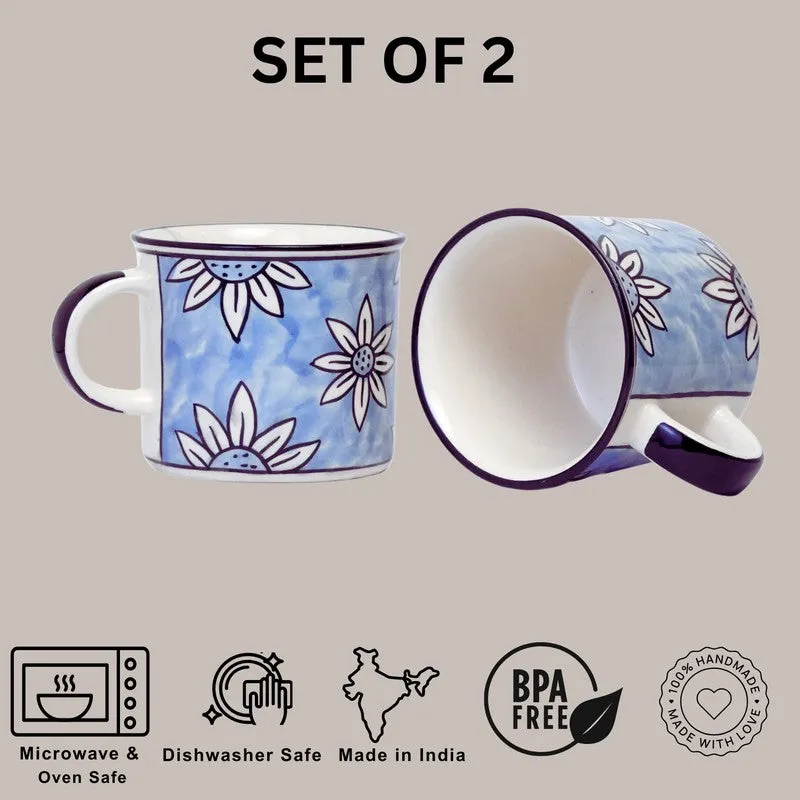 Ceramic Ceramic Coffee Mug (300 mL Each,Blue,White) - Set Of Two media 7